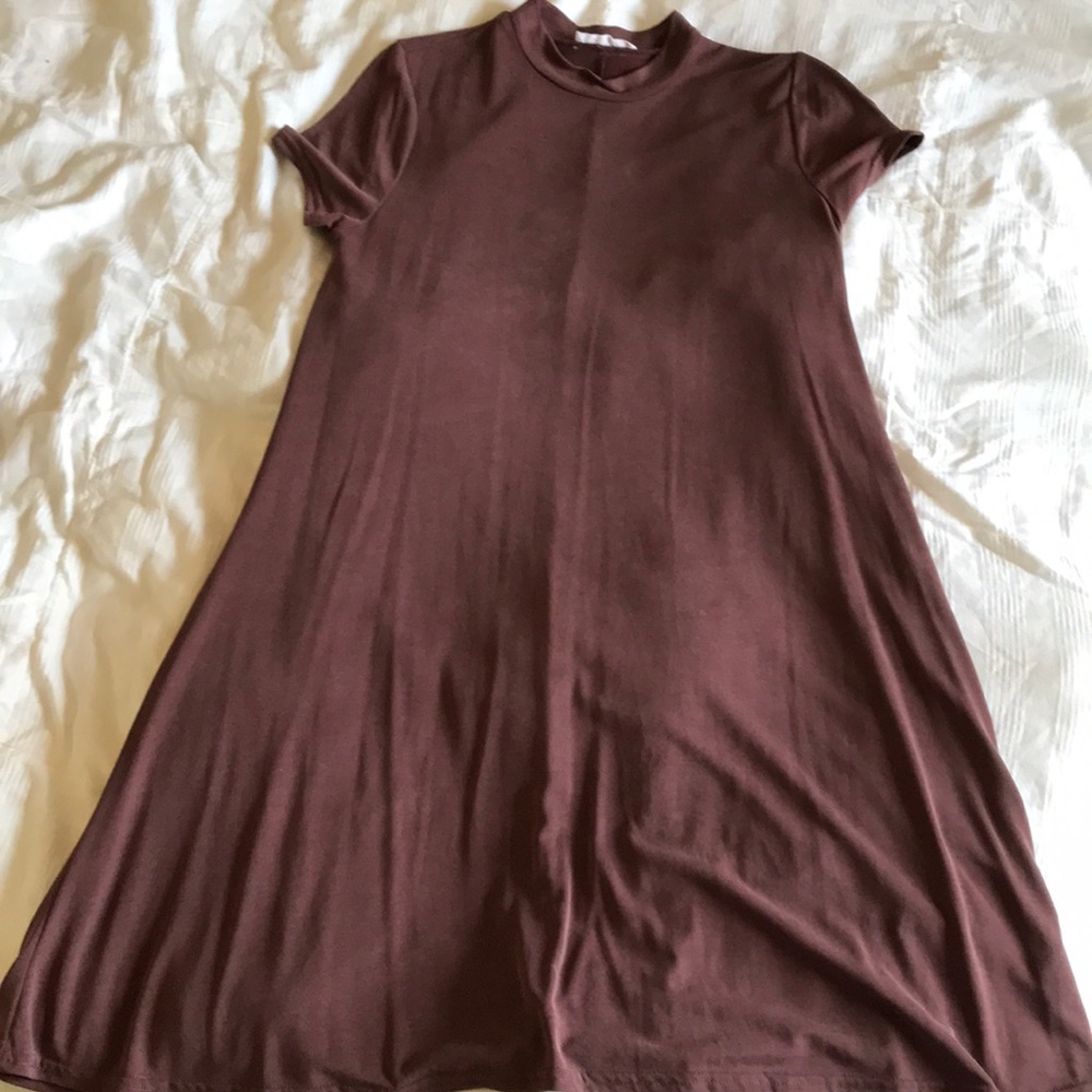 Mock neck short sleeve t-shirt dress